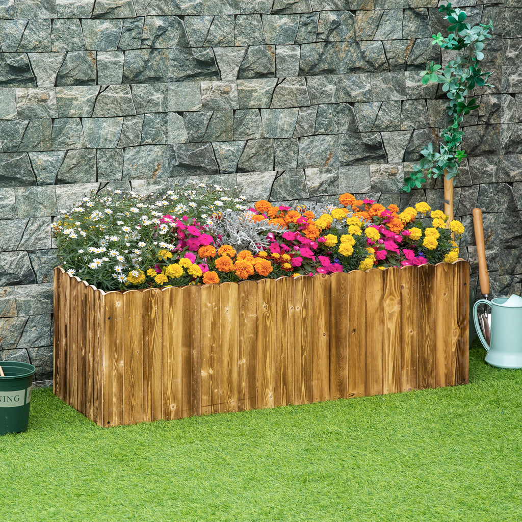 172L Raised Garden Bed, Wooden Rectangle Planter Box, Outdoor Herb Vegetable Flower Pot (120L x 40W x 40H cm)