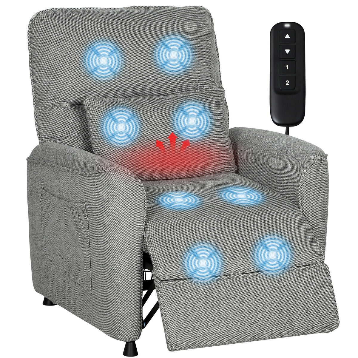 Relaxsessel Fernsehsessel Elektrisch mit Liegefunktion Heizung Vibrationsmassage