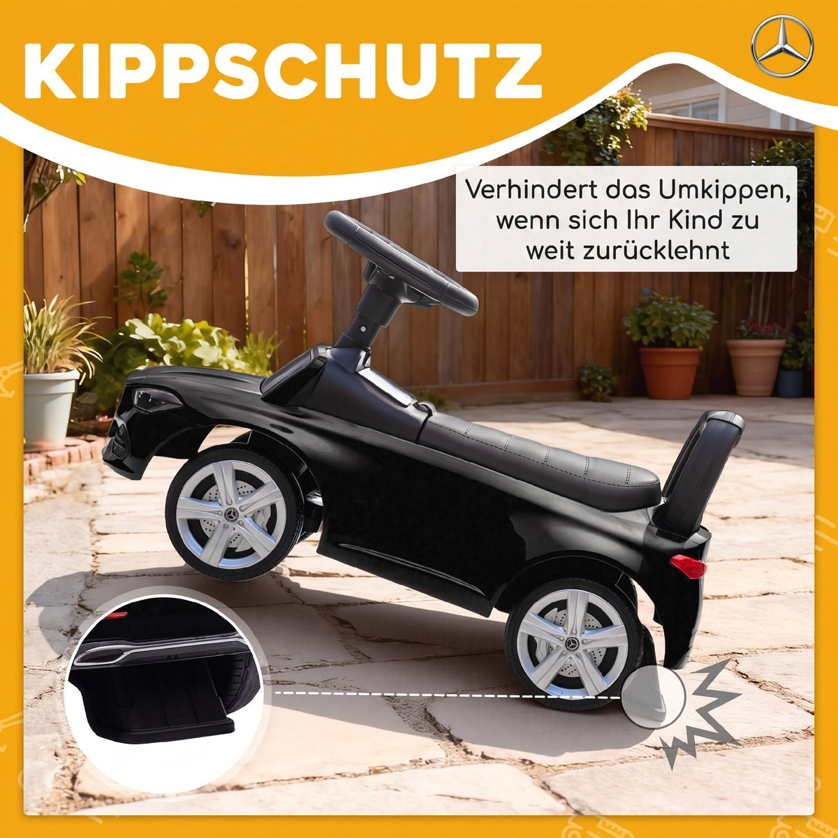 Official Mercedes-Benz Ride On Car, Foot to Floor Sliding Walker with Horn, Engine Sounds and Under-Seat Storage, Black