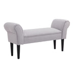 Sitzbank Polsterbank mit Segelstoff, Armlehne Flurbank mit Holzrahmen, Schuhbank für Schlafzimmer, Wohnzimmer, Flur 102 x 36 x 51 cm Grauweiß