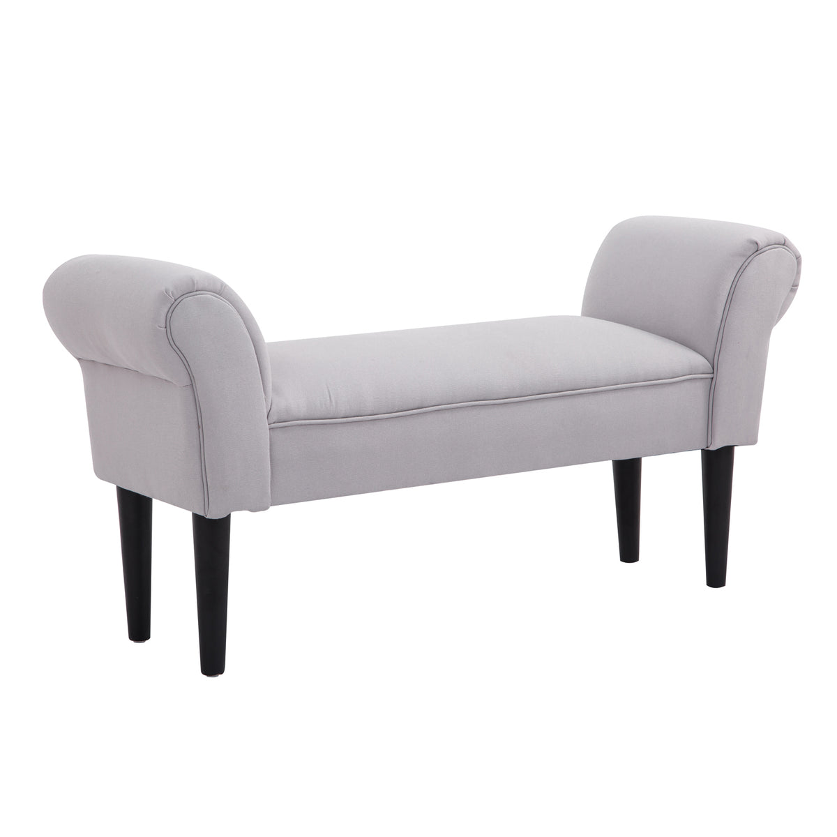 Sitzbank Polsterbank mit Segelstoff, Armlehne Flurbank mit Holzrahmen, Schuhbank für Schlafzimmer, Wohnzimmer, Flur 102 x 36 x 51 cm Grauweiß