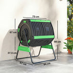 Garden Compost Bin, 200L Dual Chamber Tumbling Composter with Adjustable Vents, BPA Free Compost Tumbler, Green