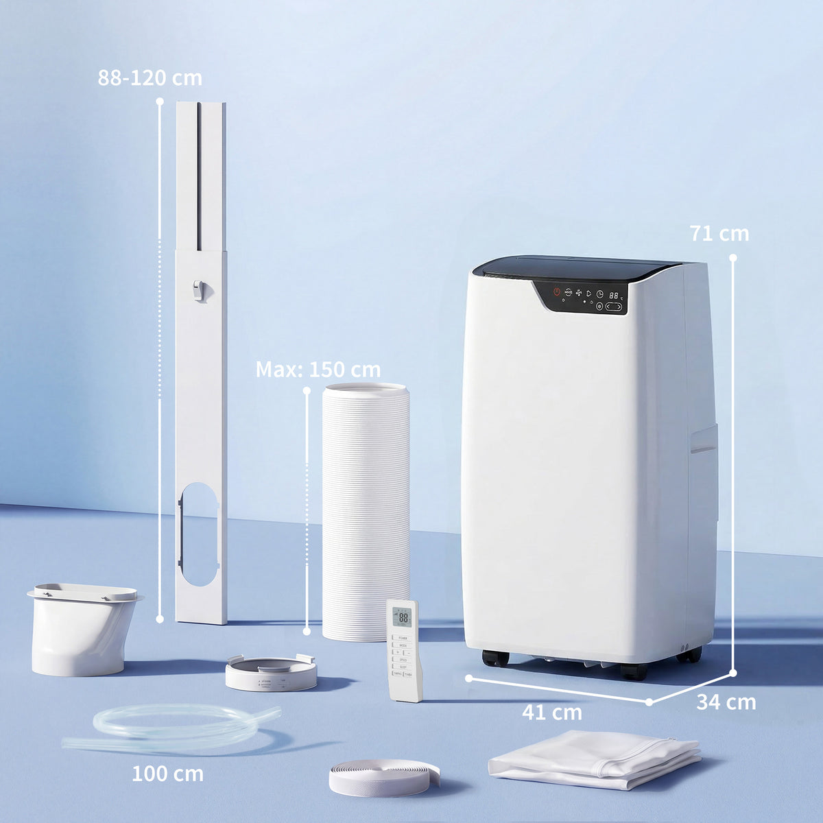 Tragbare Klimaanlage 12000 BTU, Klimagerät mit Kühl-, Entfeuchtungs-, Ventilator- , Schlafmodus, WiFi Sprachsteuerung