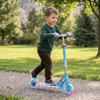 Kids Scooter, with Lights, Music, Adjustable Height, Foldable Frame, for Ages 3-7 Years - Blue