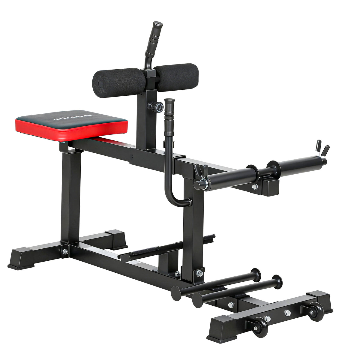 Beintrainings-Bank, Wadenhebemaschine, mit R?dern, Sportequipment f¨¹r Fitness-¨¹bungen zuhause, Stahl, Schwarz