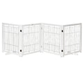 Absperrgitter Hund Freistehendes Schutzgitter mit Füßen 305 x 82 cm Holz Hundegitter Klappbar Treppenschutzgitter Hundeabsperrgitter für Treppen, Türen, Flur, 4 Paneelen, Weiß