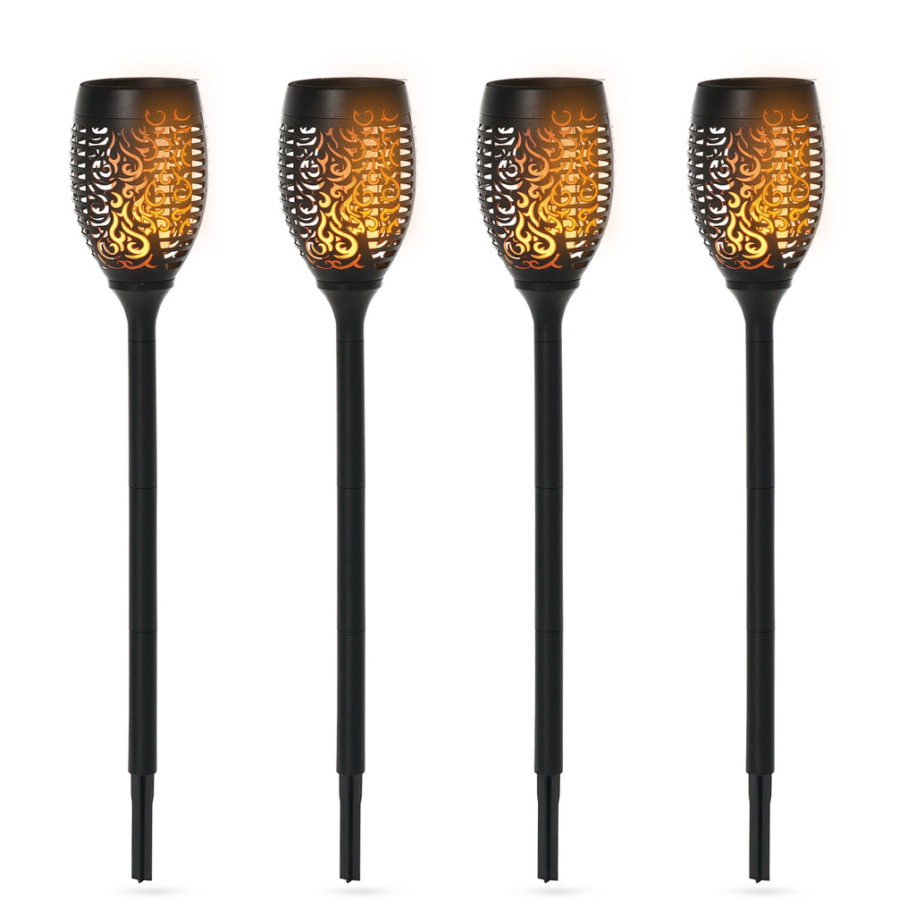  Gartenbeleuchtung 4 Stück Solar LED Warmweiß Gartenstrahler mit Erdspieß Stecker IP44 Wasserdichter Gartenleuchte Solar Gartenlampe für Draußen Garten Rasen, Hof