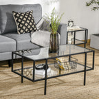 Couchtisch mit Ablage, verstellbare F¨¹?e, Stahlrahmen, Glasplatte, 100 x 55 x 45,5 cm, Wei?