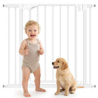 Treppenschutzgitter Absperrgitter ohne Bohren mit automatische Schließung für Kinder Küche Treppe 76-88 x 76 cm Weiß