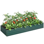 Metal Raised Garden Bed Planter Box Outdoor Planters for Growing Flowers, Herbs, Green, 241x90.5x30cm