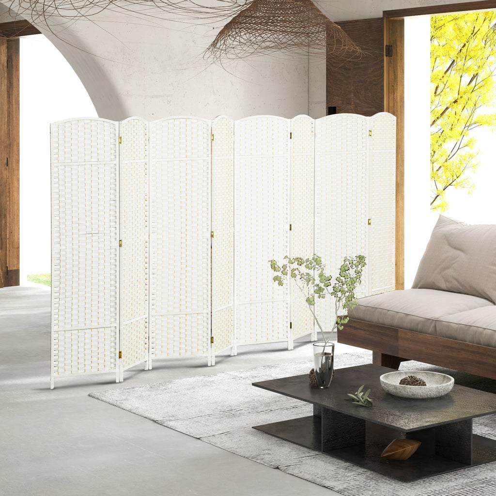8-teiliger Raumtrenner, Faltbarer Sichtschutz, Sichtschutzwand für Wohnzimmer, Schlafzimmer, Homeoffice, Weiß