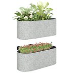 2er Set Blumentopf Hängend Pflanzkübel mit Ablaufsystem Loch Haken 42 x 16 x 15 cm Hellgrau