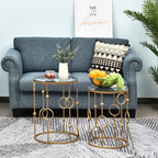 Nesting Round Coffee Table Set of 2 - Gold Tone