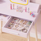 Kinder Schminktisch Set 2 in 1 mit LED-Spiegel für Mädchen Rosa