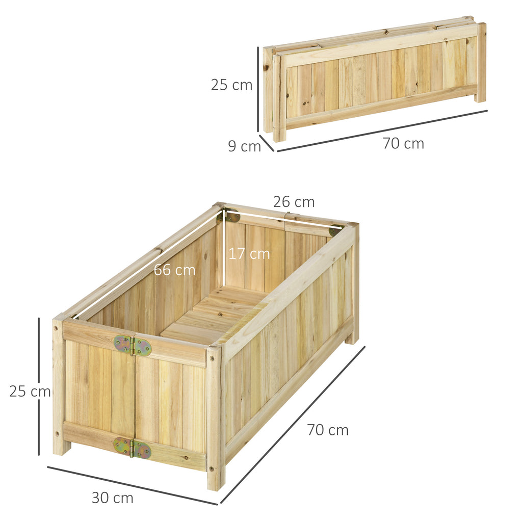 Klappbares Hochbeet, Massivholz, Wetterbest?ndig, 70 cm x 30 cm x 25 cm, Natur