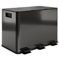 3 x 15L Pedal Bin, Steel Triple Kitchen Bin with Soft Close Lid, Removable Inner Buckets, Fingerprint-Proof, Black
