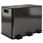 3 x 15L Pedal Bin, Steel Triple Kitchen Bin with Soft Close Lid, Removable Inner Buckets, Fingerprint-Proof, Black