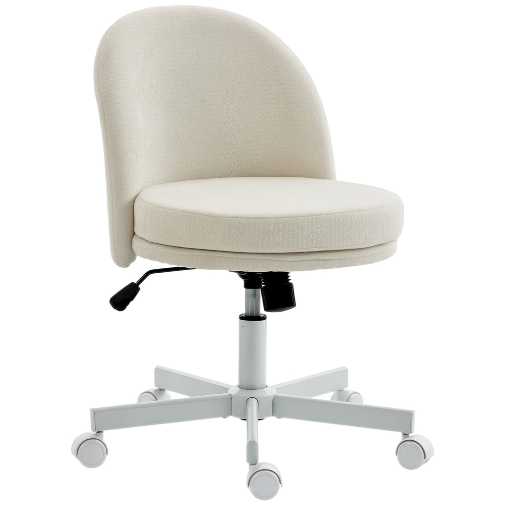 Homeoffice Stuhl Höhenverstellbar Schreibtischstuhl mit Chenille-Optik, Schminkstuhl mit Wippfunktion Creme