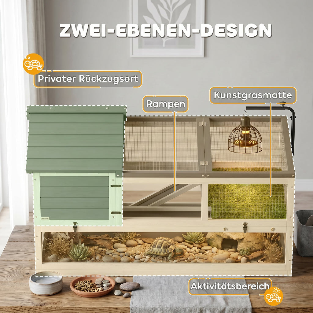 Schildkrötenhaus aus Holz Outdoor Terrarium 116x70,5x69,5cm Grau