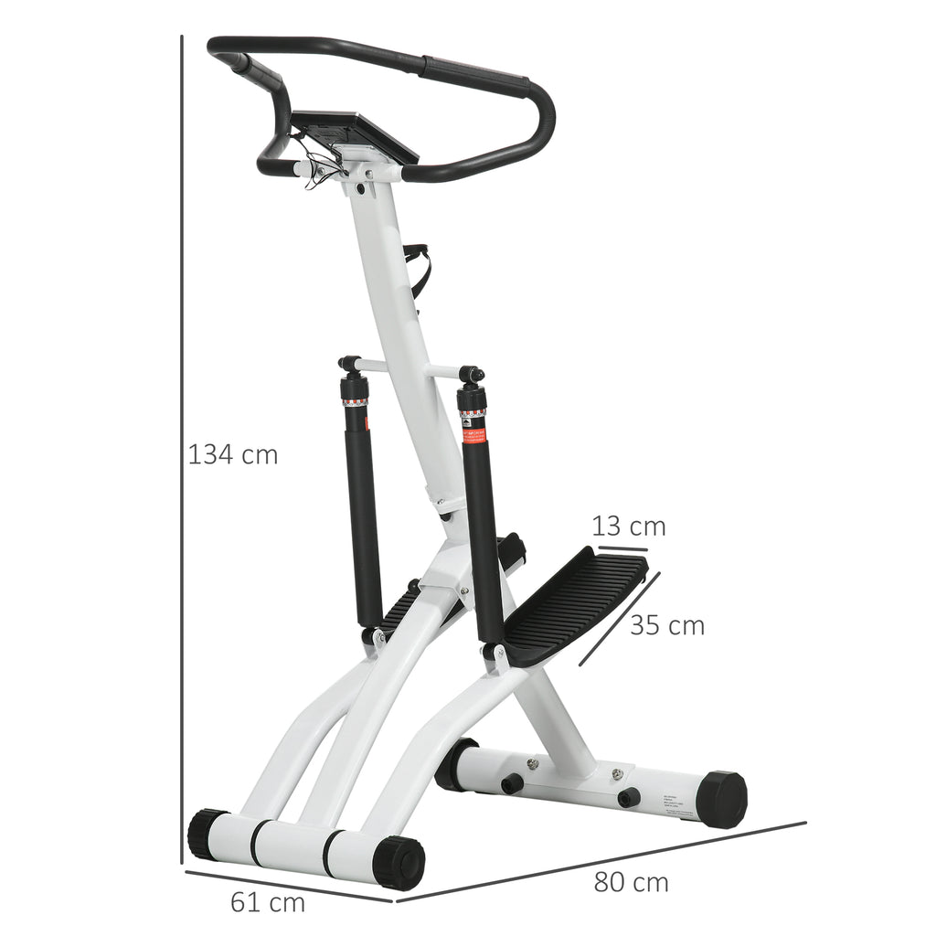 STEPPER mit 12 Widerstandsstufen, LCD-Anzeige, 2 Rollen, 80 cm x 61 cm x 134 cm, Weiß + Schwarz