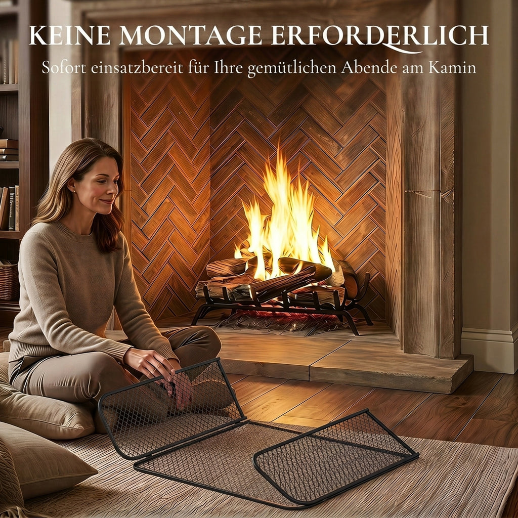 Kaminschutzgitter 3-Teiliges Faltbares Funkenschutzgitter 100x51cm