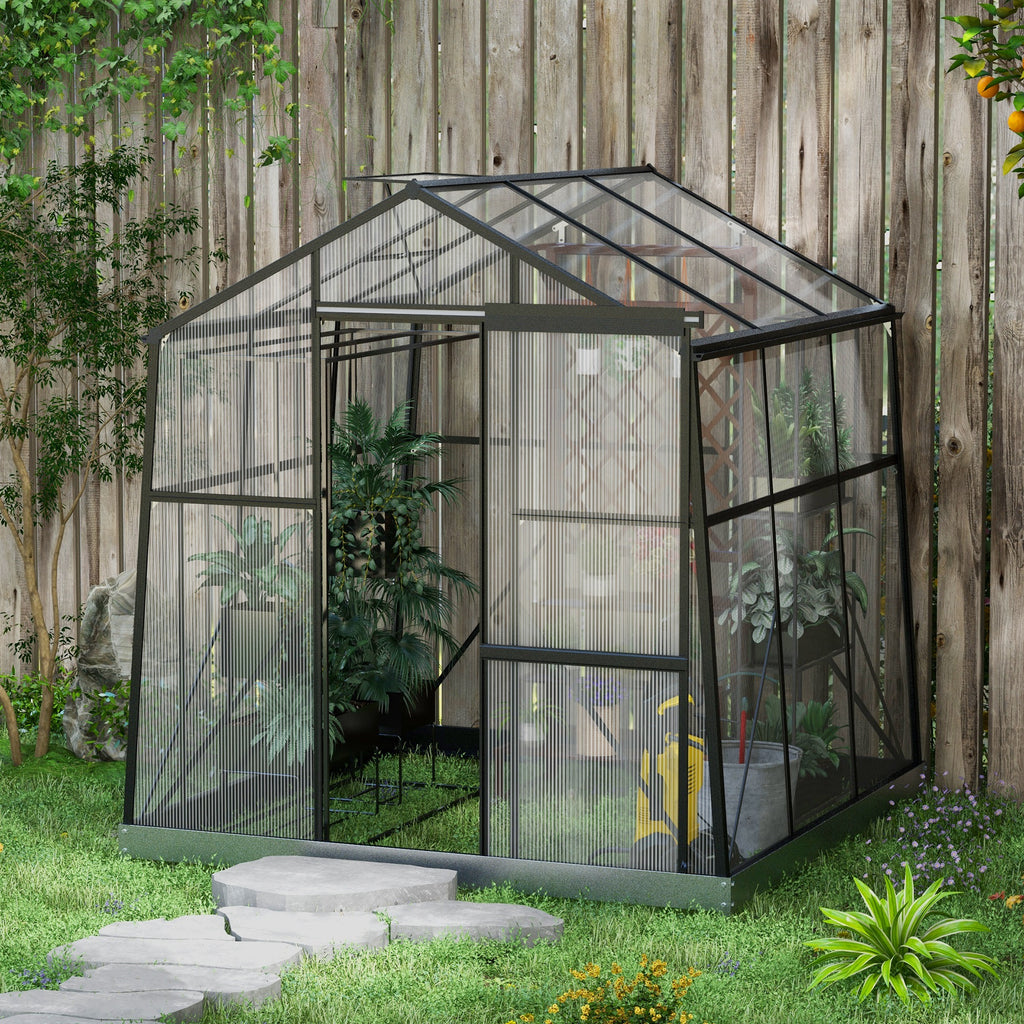 Gewächshaus Treibhaus Frühbeet, wetterbeständig, 192 x 192 x 203 cm, Schwarz