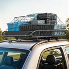 Dachgepäckträger Universal Dachkorb mit Windschutz, bis 150 kg, 116 x 92 x 11,5 cm für SUV Trucks Schwarz