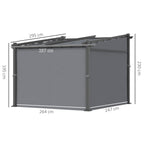 Pergola, inklusive Befestigungsmaterial, ausziehbares Dach, 2.,97 m x 2,95 m x 2,3 m, Dunkelgrau