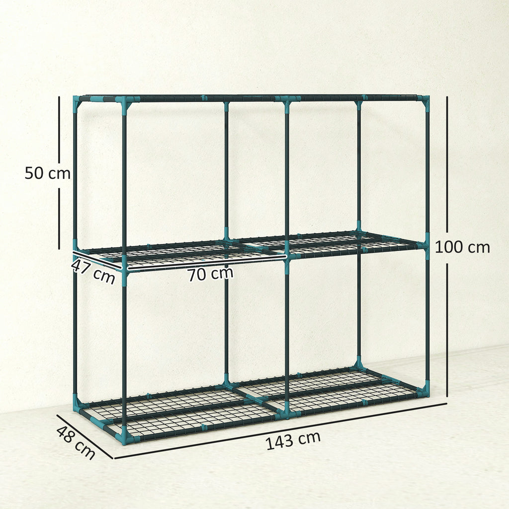 3-Etagen Pflanzenst?nder, 100 cm hoch Blumenst?nder mit Regalb?den, mehrst?ckig Stahl Dunkelgr¨¹n