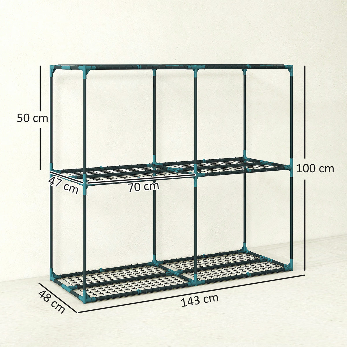 3-Etagen Pflanzenst?nder, 100 cm hoch Blumenst?nder mit Regalb?den, mehrst?ckig Stahl Dunkelgr¨¹n
