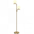 LED-Stehlampe, moderne Lampe mit 3 Farbtemperaturen, Glaskugelschirme und Fußschalter, Gold