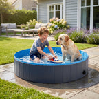 Foldable Dog Pool for Puppies and Ducks Dog Paddling Pool Bath Tub, Dark Grey, 160 x 30cm