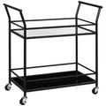 K¨¹chenwagen mit 4 Rollen, 2 Ablagen und Griffen, 75 cm x 40 cm x 80 cm, Schwarz