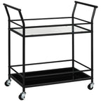 K¨¹chenwagen mit 4 Rollen, 2 Ablagen und Griffen, 75 cm x 40 cm x 80 cm, Schwarz