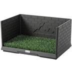 Dog Toilet Tray, Indoor Outdoor Dog Potty with High Walls, Grass Turf, Slide-Out Tray, Urine Collection Base
