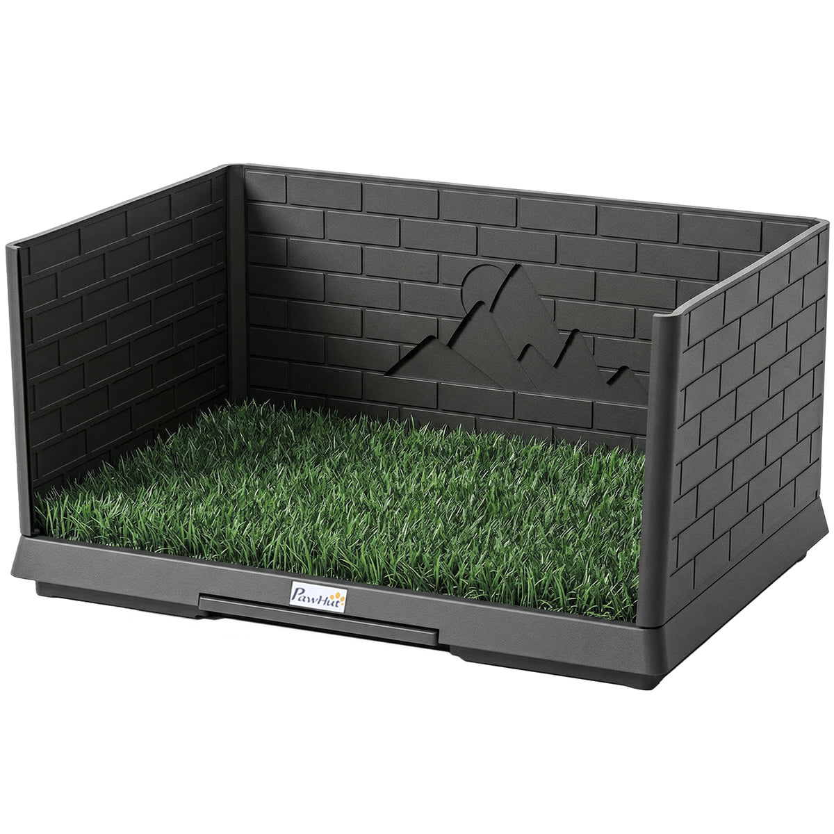 Dog Toilet Tray, Indoor Outdoor Dog Potty with High Walls, Grass Turf, Slide-Out Tray, Urine Collection Base