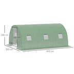  Foliengewächshaus begehbares Polytunnel 4,5 x 3 m Gewächshaus mit 6 Fenster Treibhaus Frostschutz Stahlrohr Dunkelgrün