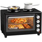 36L Mini-Backofen mit 2 Kochplatten, elektrischer Tischbackofen mit Umluft, 90–230 °C