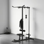 Kraftstation für Zuhause, Ruderzüge, ohne Gewichte, Fitnessgerät für Zuhause, Stahl, Kunstleder, Schwarz