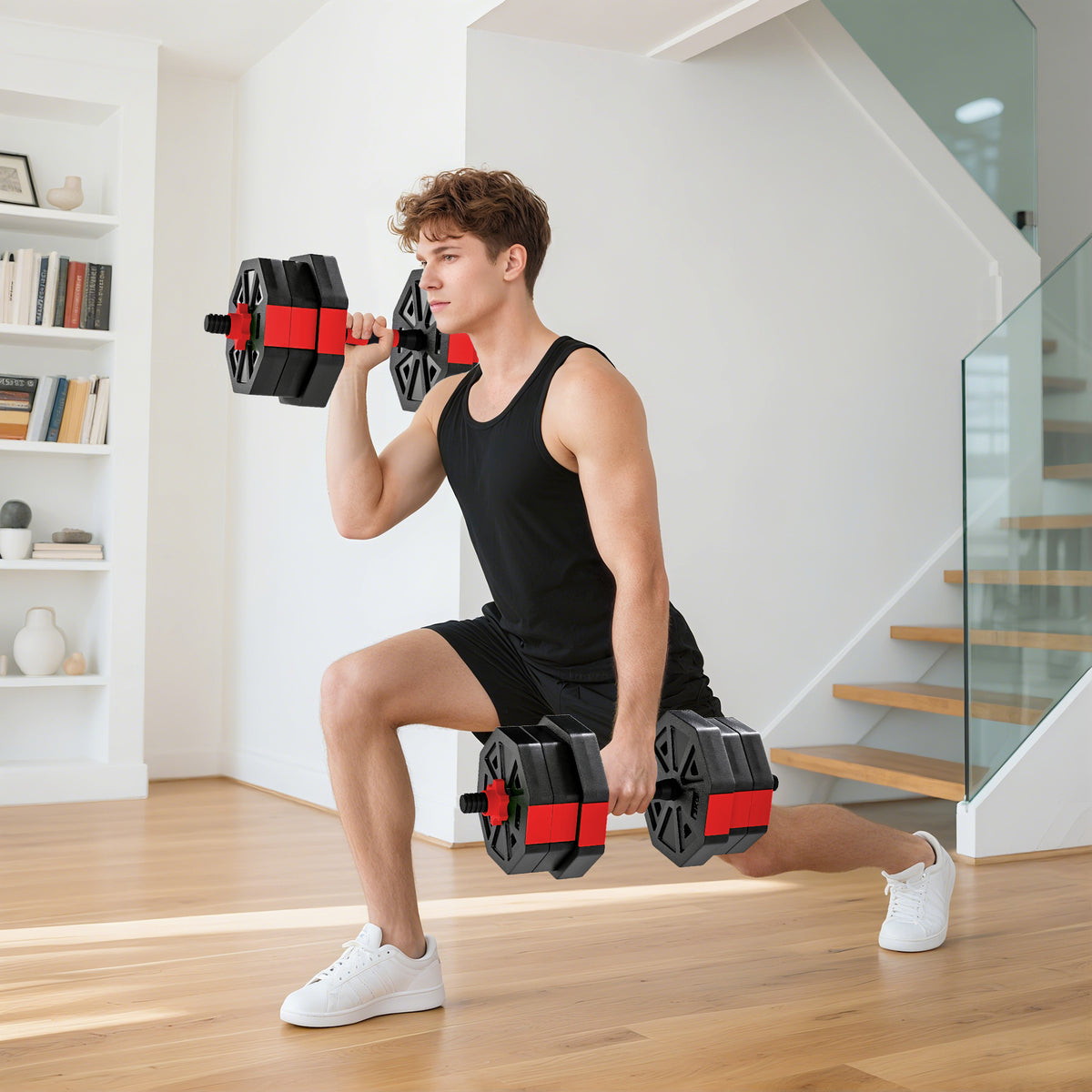 6-in-1 Hantelset Kurzhantel Set Kurzhanteln Langhanteln verstellbar 20 KG für Krafttraining Zuhause