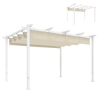 Pergola 3 x 4 m Terrassenüberdachung mit Schiebedach, magnetische Verschlüsse, UV30+ Beige