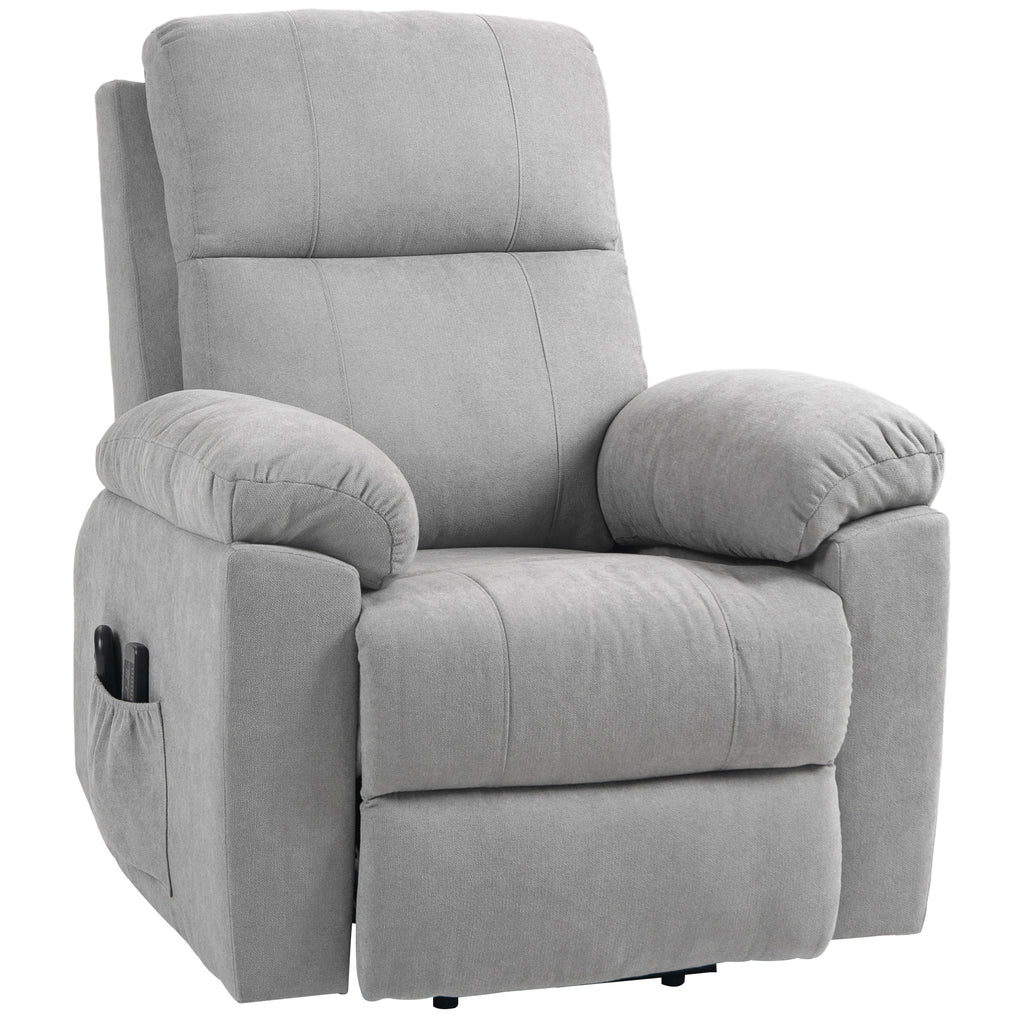 Massagesessel Aufstehhilfe Seniorensessel, 8 Massagepunkte, 2 Seitentaschen, Fernbedienung, 89cm x 99cm x 103cm, Grau