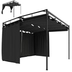 Pergola Pavillon 3x3m Wasserabweisend Sonnenschutz mit verstellbares Schiebedach Vorhängen, freistehend