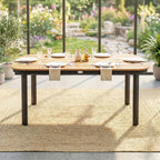 Gartentisch, Esstisch für 6 Personen, Balkontisch mit Metallrahmen, WPC Lamellentischplatte, 155 x 88 x 72 cm, Braun