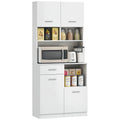 Küchenschrank, Buffet mit Schublade, Soft-Close Türen, 80 x 35 x 180 cm, Weiß