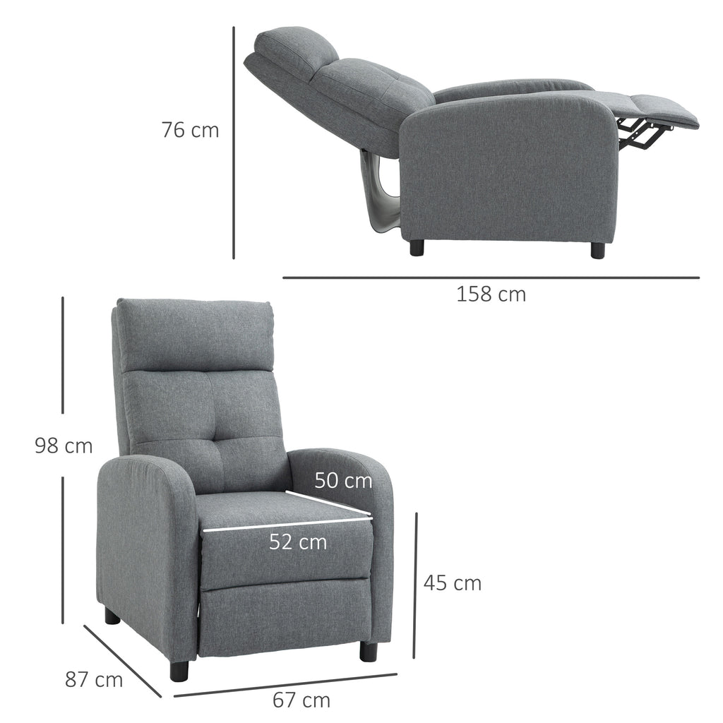 Relaxsessel mit Liegefunktion, ausfahrbares Fußteil, Taschenfederkern, bis 150 kg, Grau
