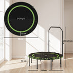 Fitness-Trampolin mit verstellbarem Handlauf, Sport-Trampolin f¨¹r drinnen und drau?en, Stahl, Kunststoff, Gr¨¹n