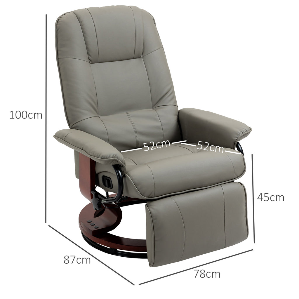 Relaxsessel Fernsehsessel Liegesessel Kunstleder 360¡ã Drehstuhl 145¡ã neigbar Grau 78 x 87 x 100 cm