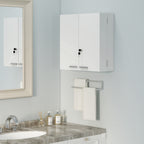 Wall Mount Medicine Cabinet with Key Lock, 3 Tier First Aid Cabinet with 2 Doors and 11 Storage Compartments, White