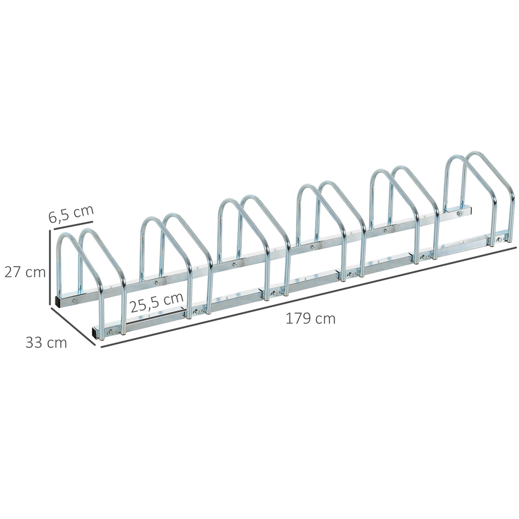 Fahrradständer für 6 Fahrräder wetterfest Wand- oder Bodenmontage Stahl 179 x 33 x 27cm